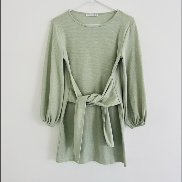 R. Vivimos Mint Green Knit Mini Dress Medium